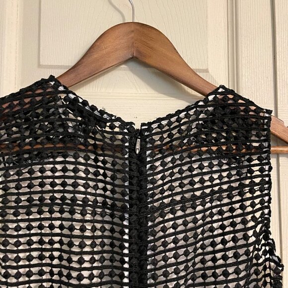 Aqua Womens White Black Gold Crochet Lace Cutout Sleeveless Cocktail Dress Small - Picture 6 of 9